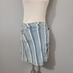 KUT FROM THE CLOTH Connie Striped Asymmetrical Denim‎ Mini Jean Skirt Size 00